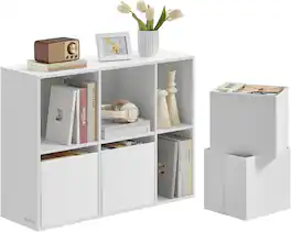 Songmics Home - 6 Compartments with 4 Fabric Drawers, Toolless Assembly - White