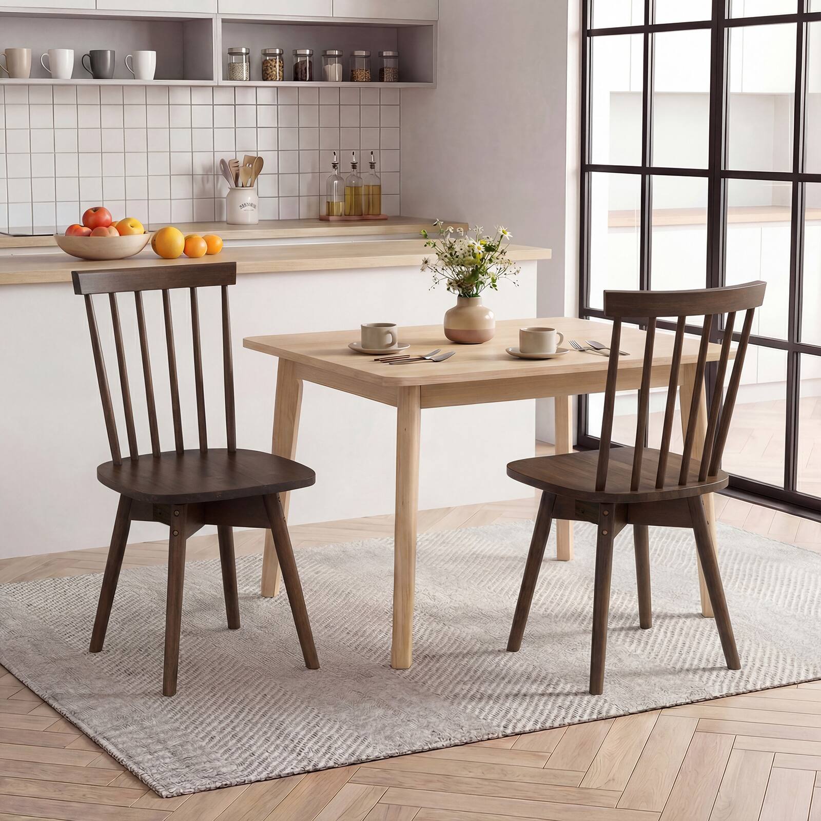Alt View 1. Gymax - Gymax Dining Chairs Set of 2 Mid Century Rubber Wood Kitchen Chairs w/ Swivel Seat Walnut - Brown.