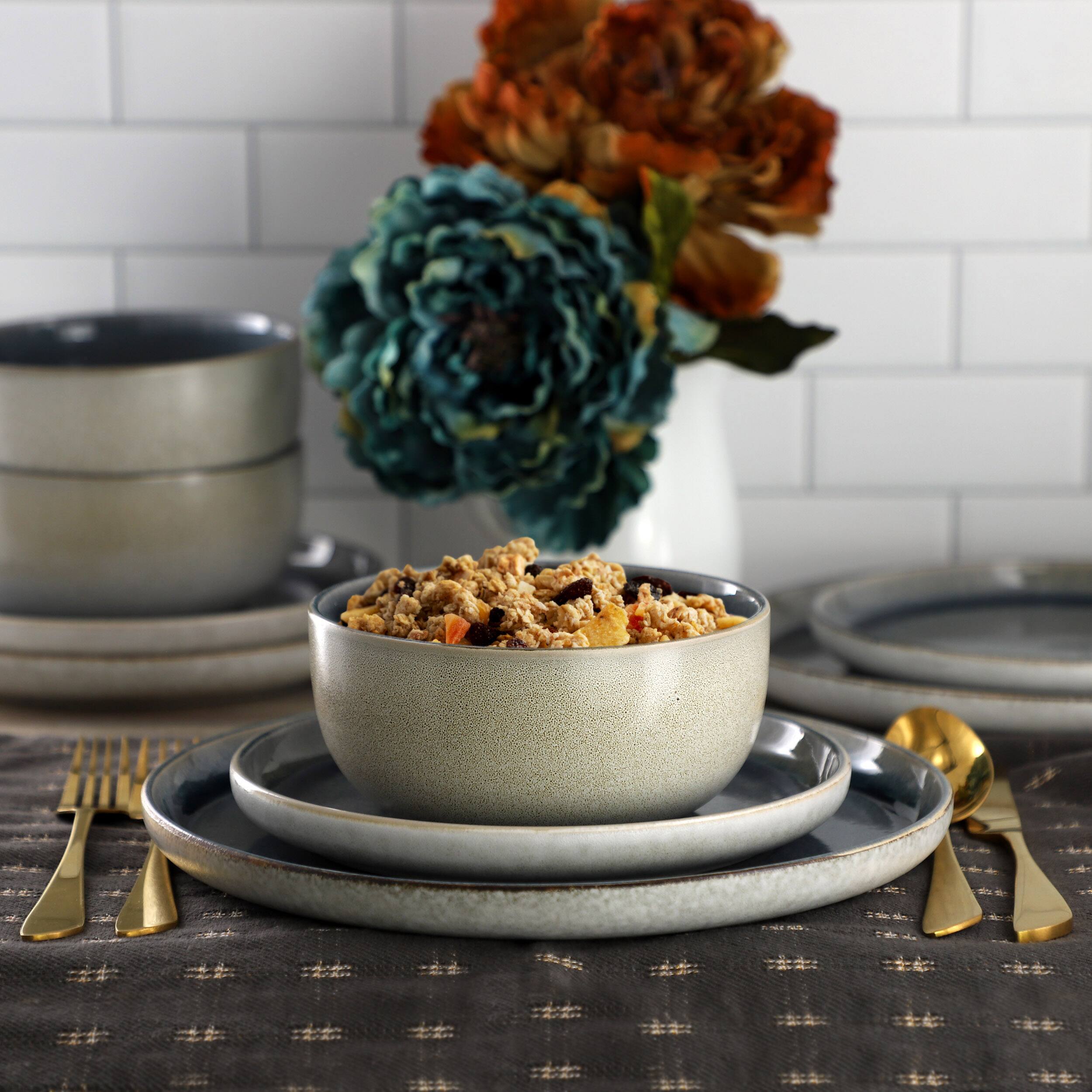Alt View 3. Gibson - Gibson Home Earnestville 12 Piece Stoneware Dinnerware Set in Blue - Blue.