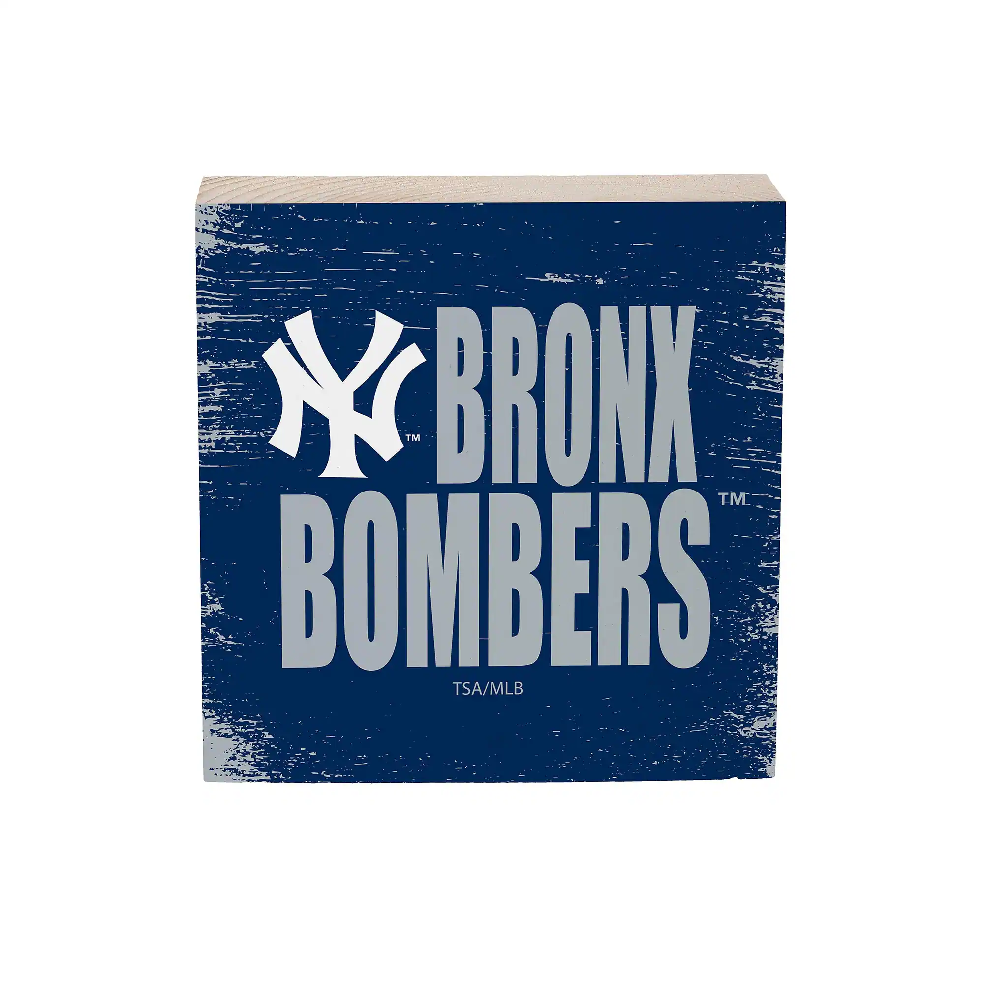 New York Yankees 6" Square Fan Chant Wood Block Shelf Sign