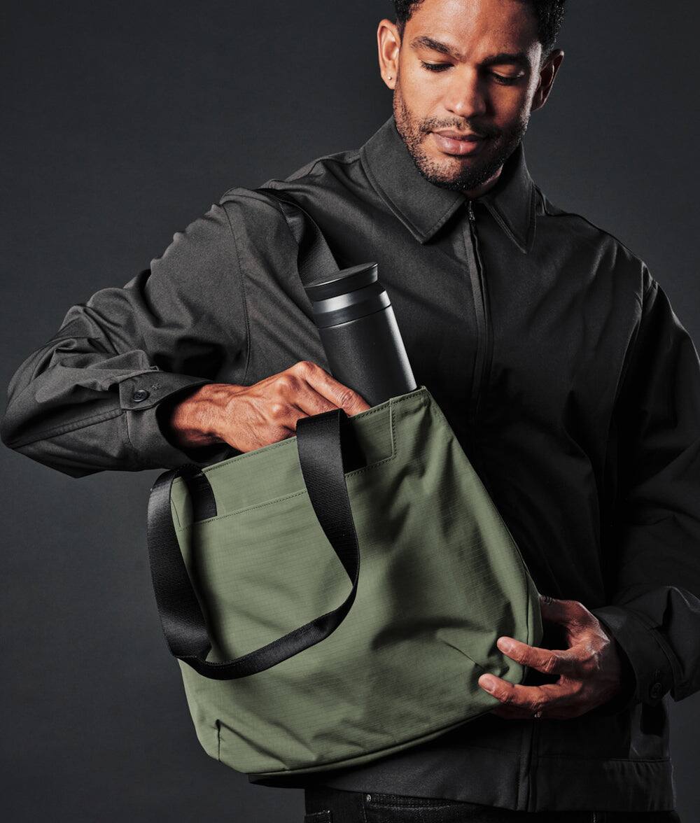 Alt View 2. ALPAKA - Elements Tote 9L Small Tote Bag for 11" Devices - Green Axoflux 210D.