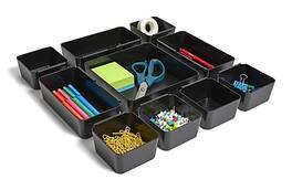 TRU RED - 10-Compartment Plastic Drawer Organizer - Black