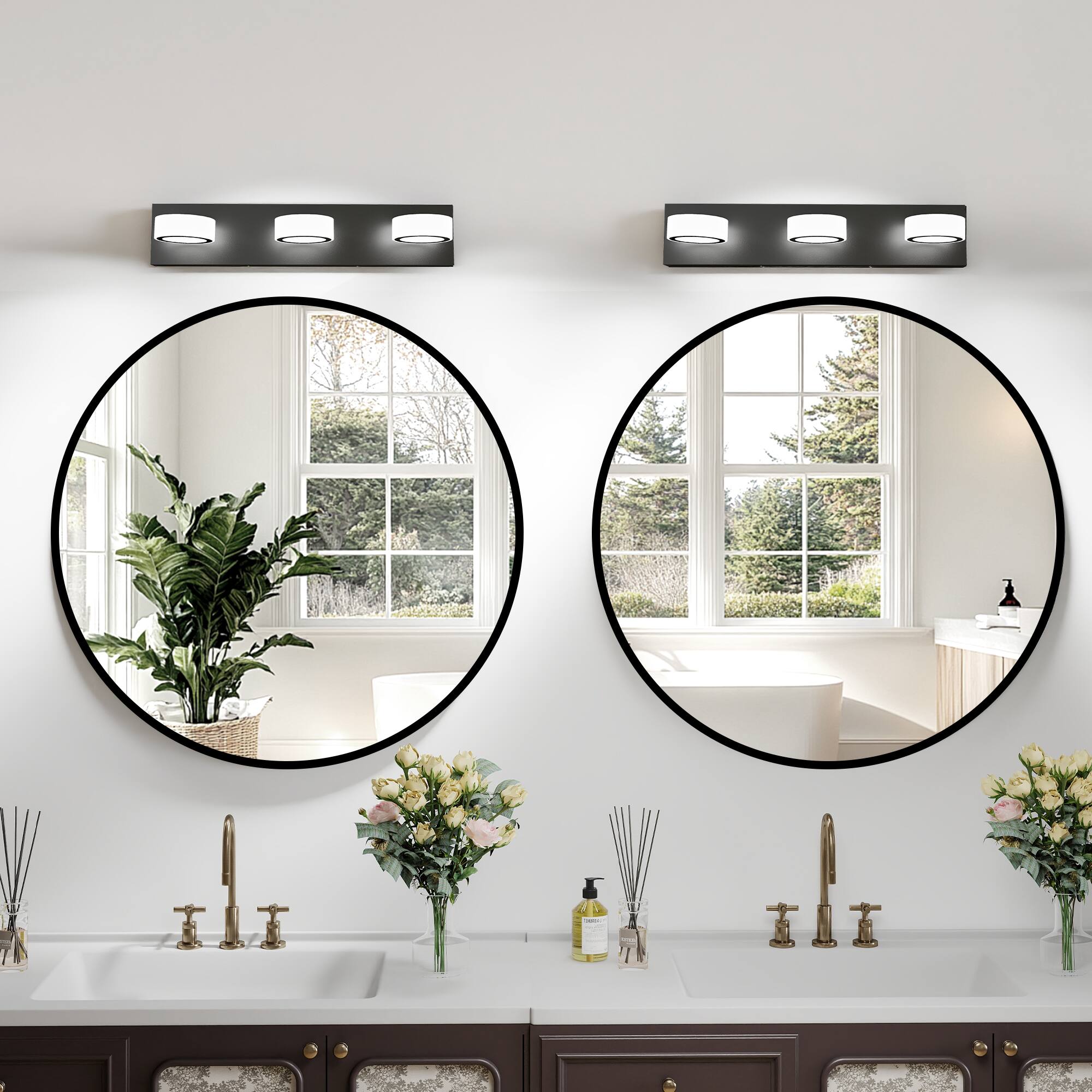 Alt View 2. Sofucor - Modern Rotating Oval Lampshade Metal LED Vanity Light Fixtures Dimmable for Bathroom Lighting Over Mirror Wall Scone - Black.