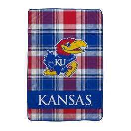Pegasus - Kansas Jayhawks 66" x 95" Oversized Plaid FAN-mily Ultra Cozy Blanket - Multicolor
