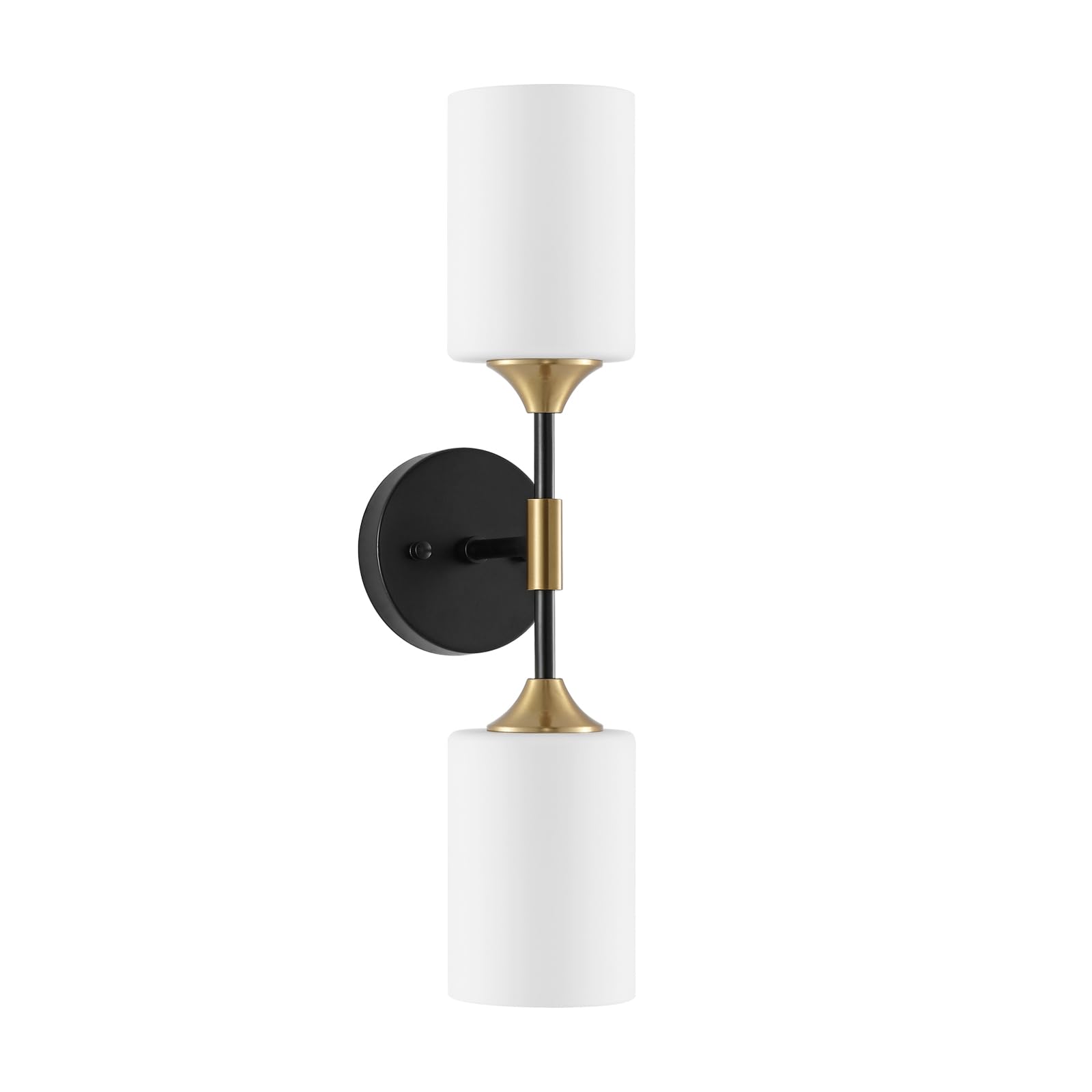 COTTAGE 2 lights Modern Wall Sconce Cylinder Glass Shades Mid Century ...