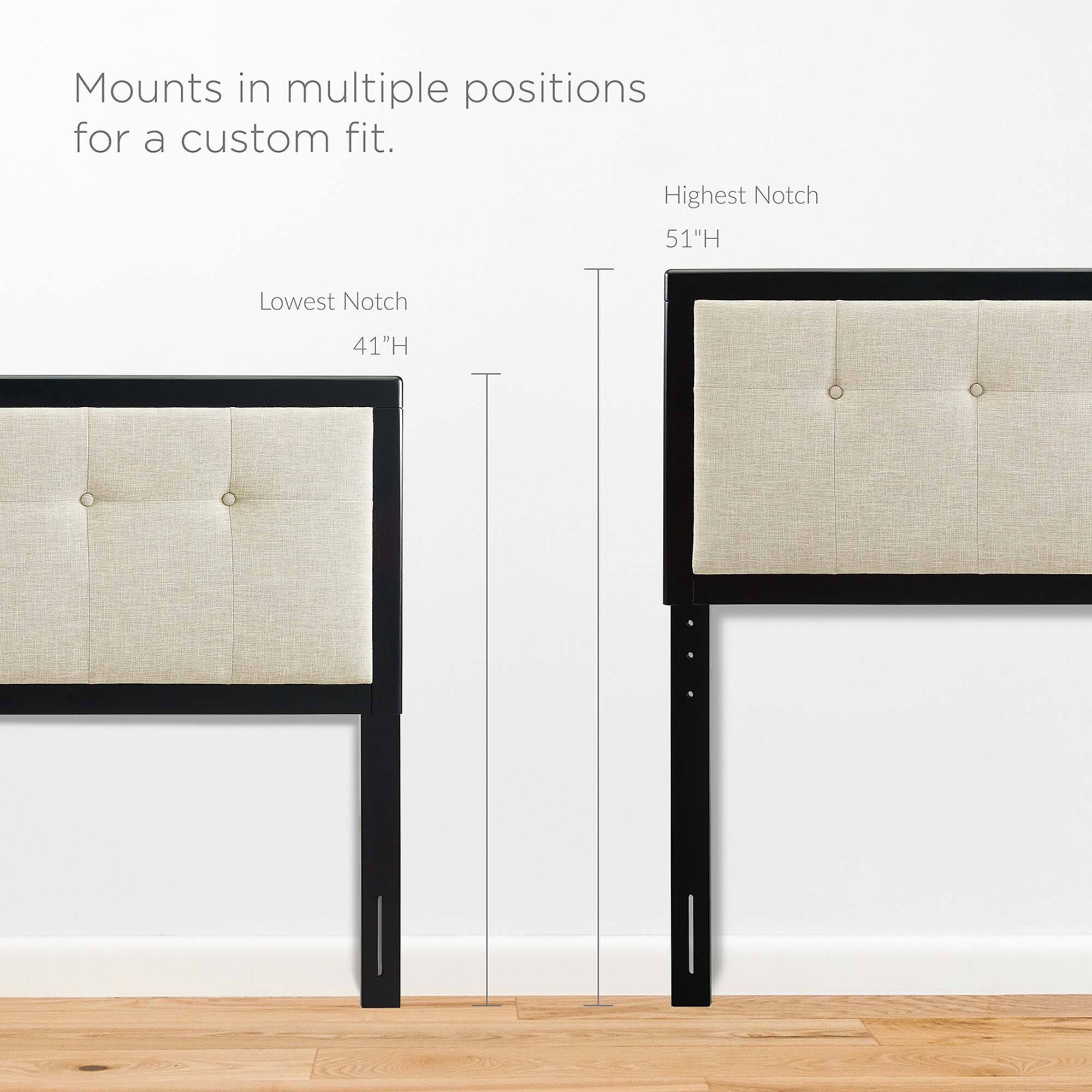 Mounts in multiple positions for a custom fit.

Lowest Notch 41"H

Highest Notch 51"H