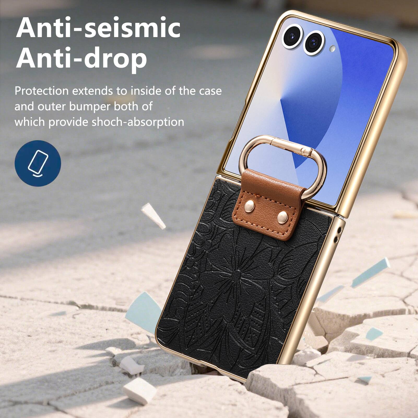 Anti-seismic Anti-drop

Protection extends to inside of the case and outer bumper both of which provide shock-absorption