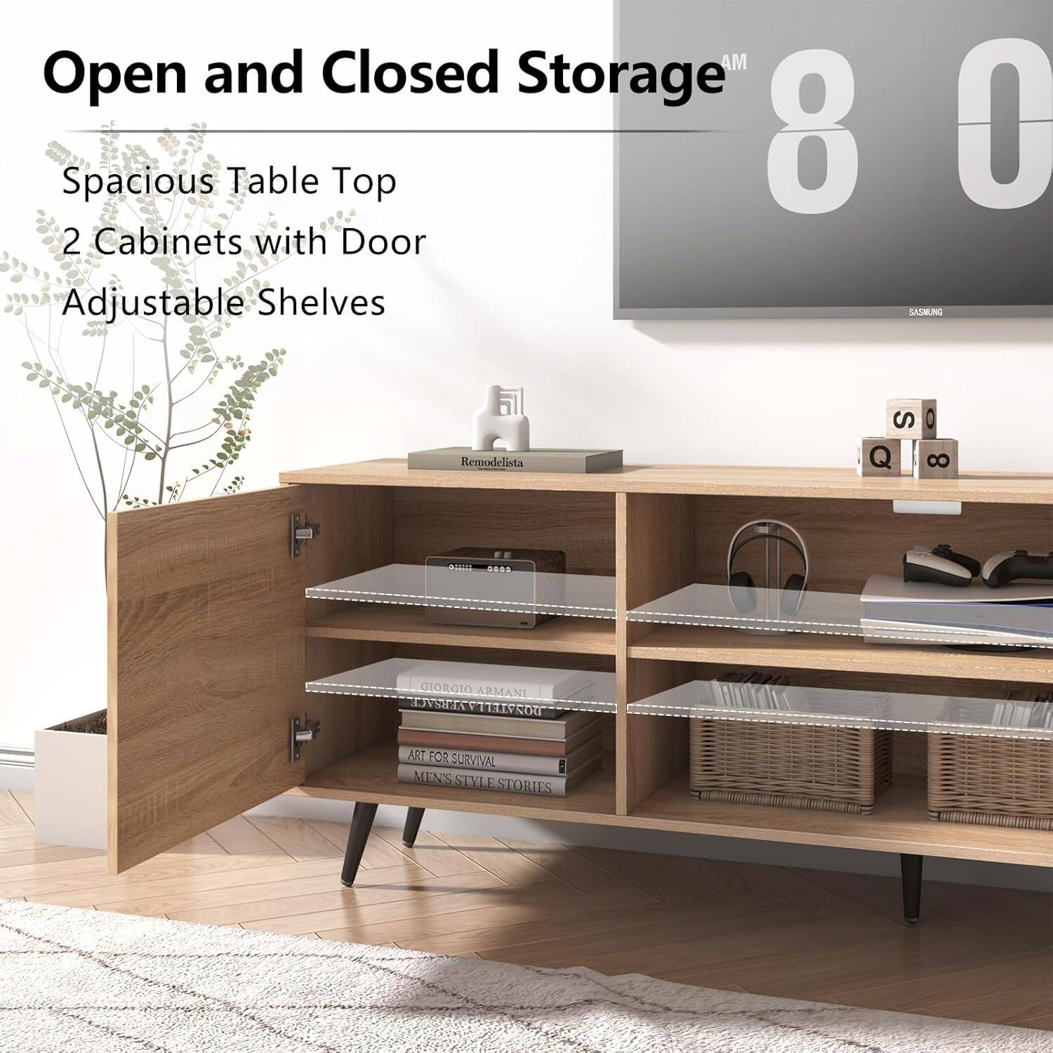 Open and Closed Storage  
Spacious Table Top  
2 Cabinets with Door  
Adjustable Shelves