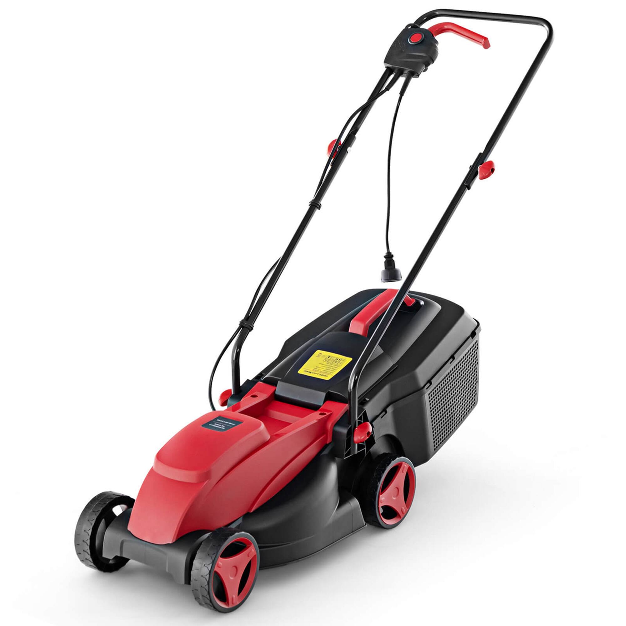 Front. Costway - Costway Electric Corded Lawn Mower 10-AMP 13-Inch Walk-Behind Lawnmower with Collection Box - Black + Red.