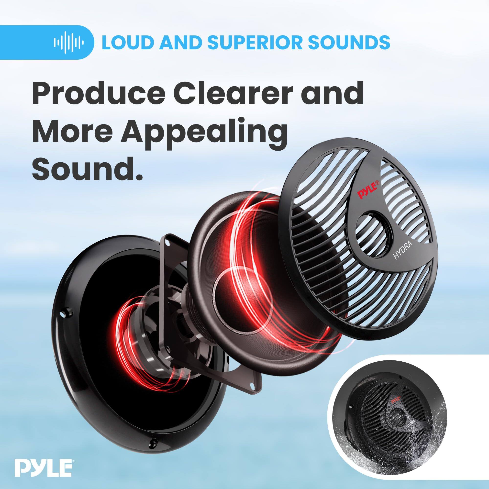 LOUD AND SUPERIOR SOUNDS  
Produce Clearer and More Appealing Sound.  
PYLE HYDRA