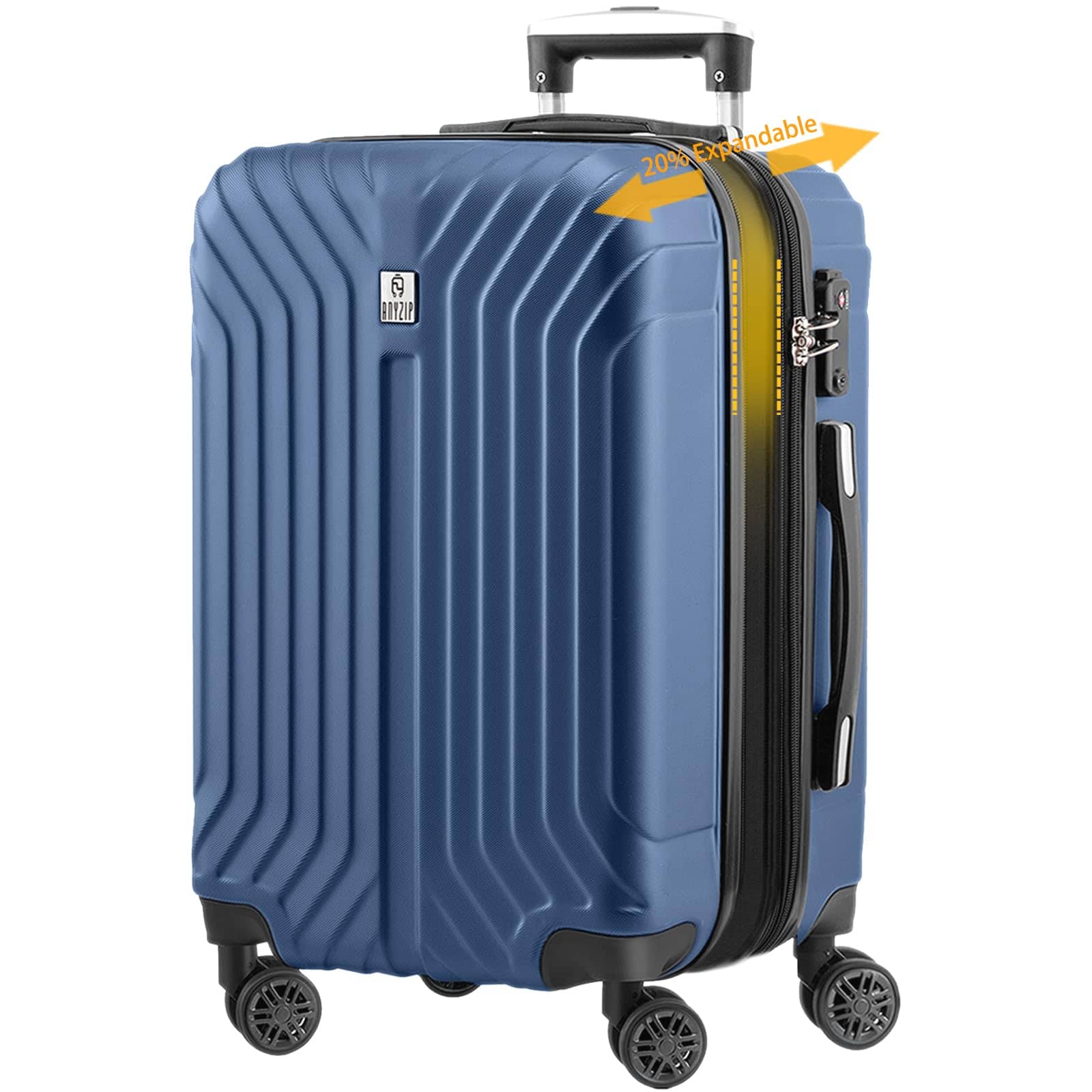 Brick Attic - 24 Inch Hard Shell Checked Suitcase, Rolling Lightweight Travel Suitcases with Wheels TSA Lock,Expandable Luggage - Blue
