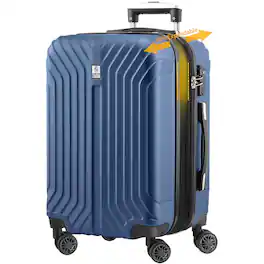 Brick Attic - 24 Inch Hard Shell Checked Suitcase, Rolling Lightweight Travel Suitcases with Wheels TSA Lock,Expandable Luggage - Blue