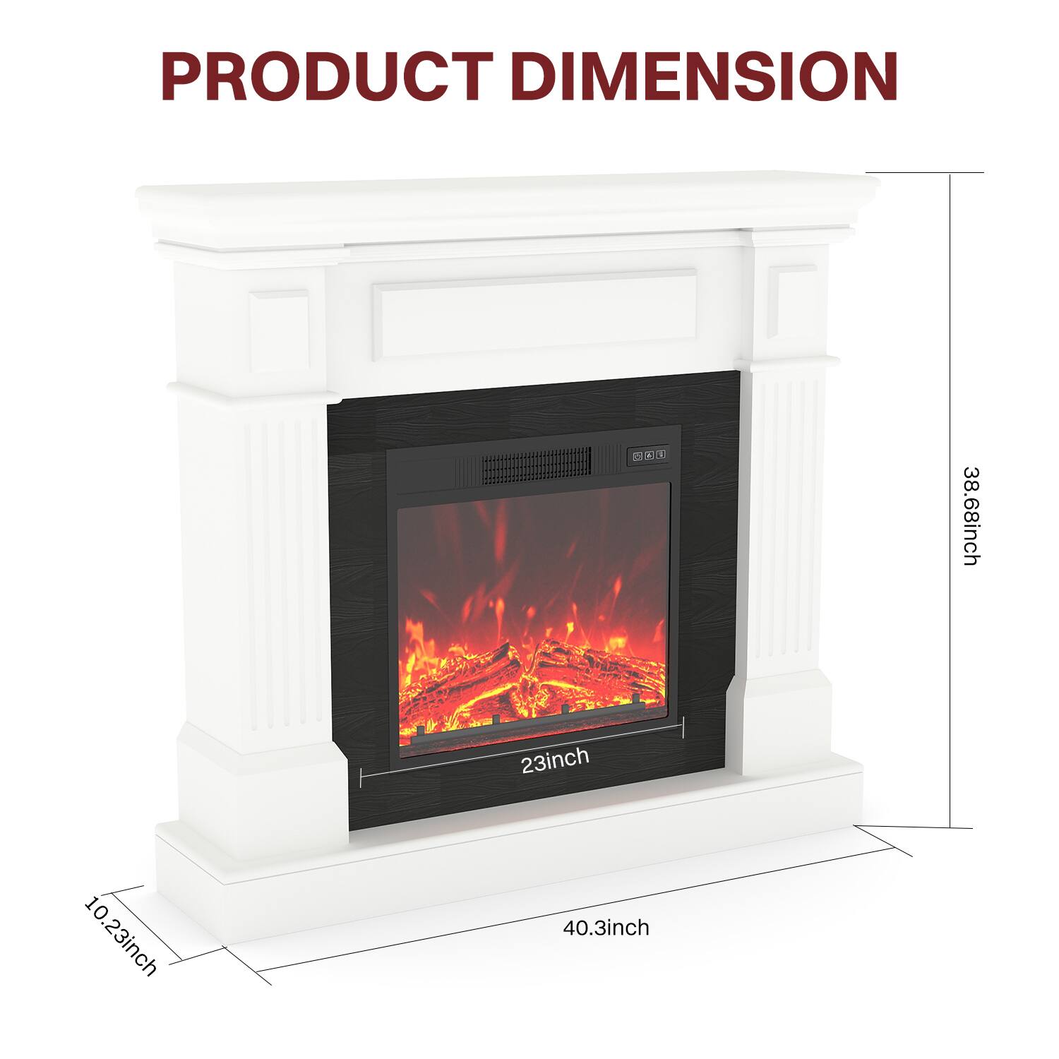 PRODUCT DIMENSION

- Width: 40.3 inch
- Height: 38.68 inch
- Depth: 23 inch
- Base Depth: 10.23 inch