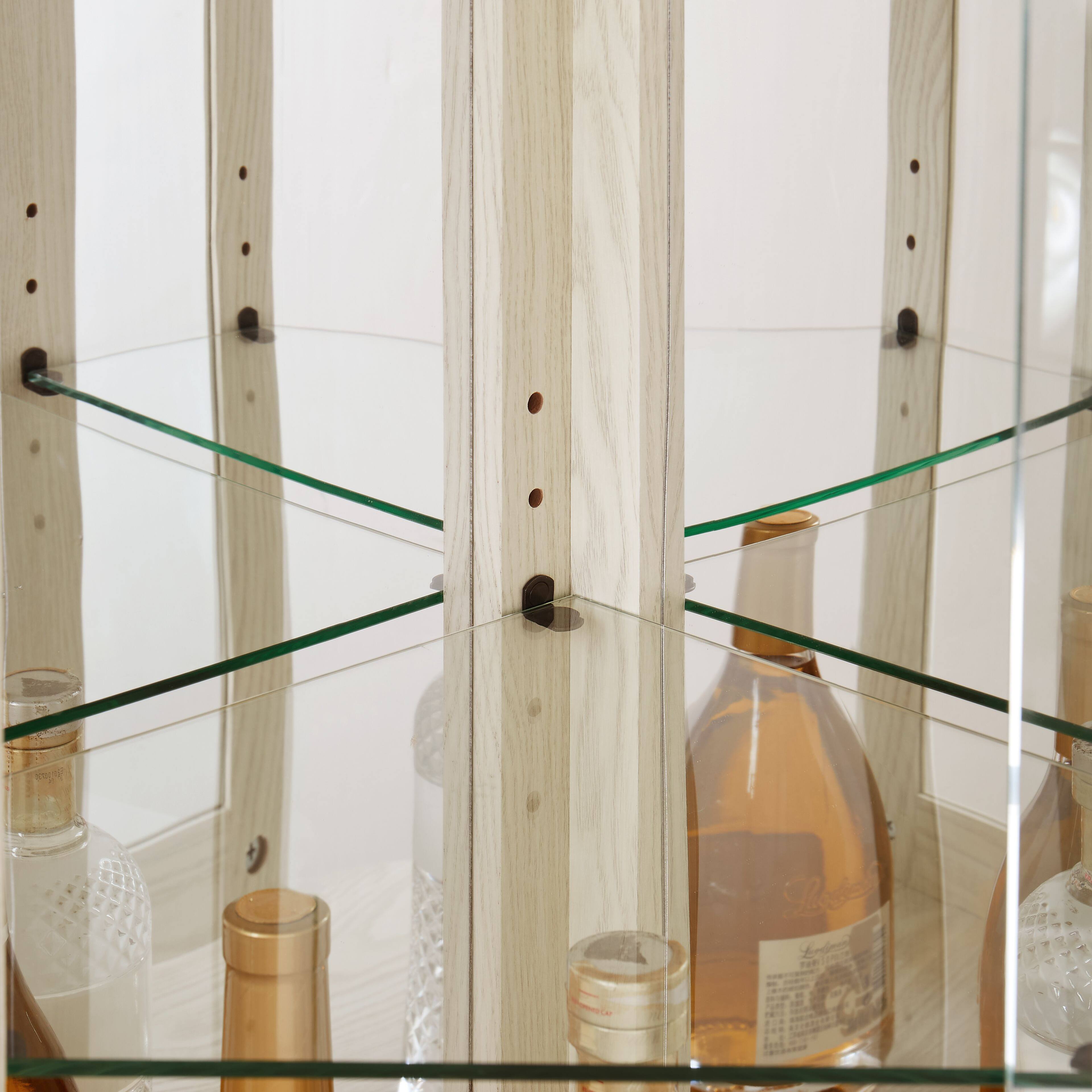 Alt View 1. Mirfee - Corner Lighted Glass Curio Cabinet with Display Case, Light Included, for Living Room - Antique White.