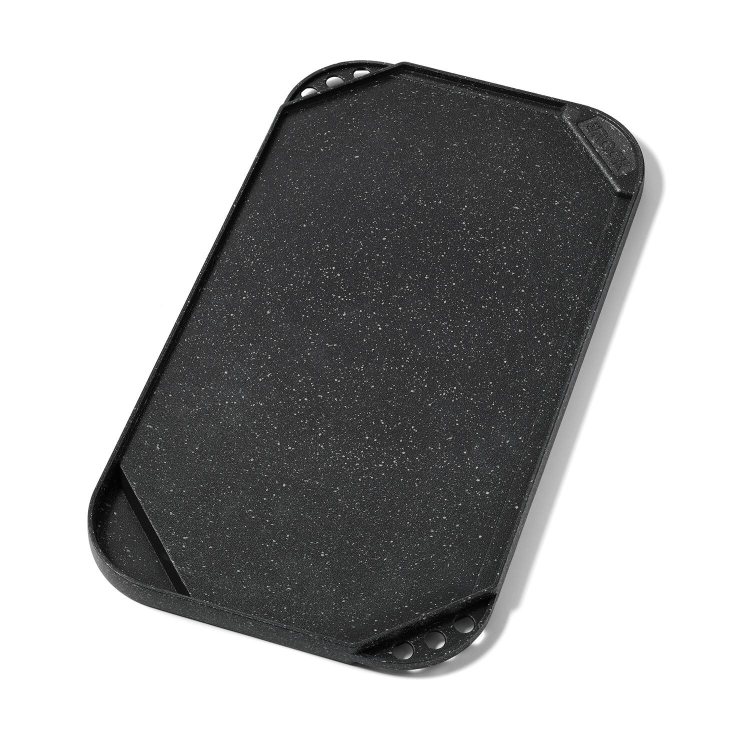 Left. THE ROCK by Starfrit - The Rock By Starfrit 034614-004-0000 10.6-inch X 19.5-inch Reversible Grill/griddle - black.