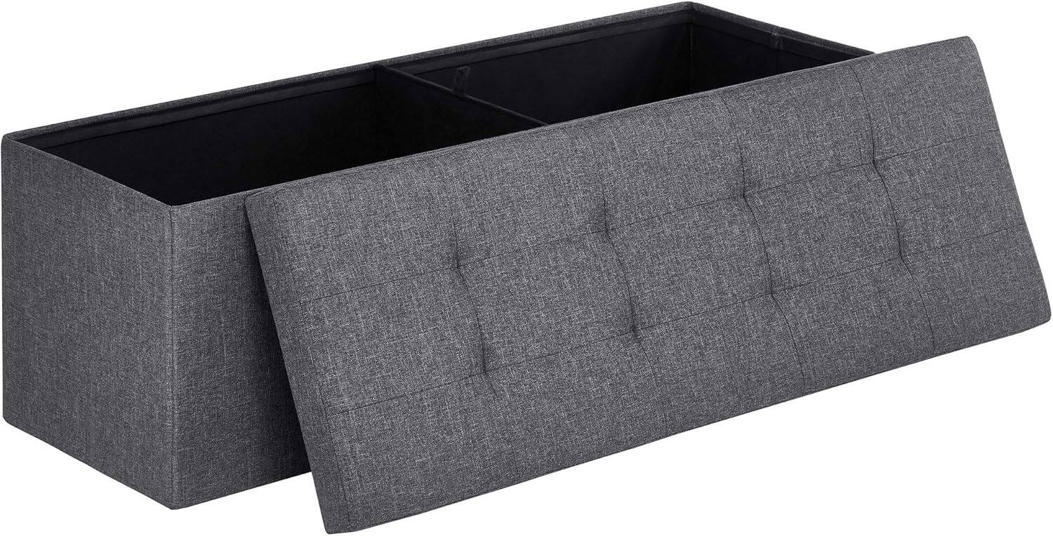 Front. Songmics Home - SONGMICS MAZIE Collection 43-Inch Folding Storage Ottoman Bench – Dark Gray - Gray.