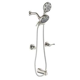 Boyel Living - Shower Set with Dual Handle Control 6 Function Dual Shower Heads and Tub Spout - Brushed Nickel