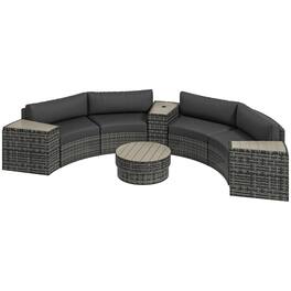 Resenkos - 8 Pieces Patio Furniture Set, Outdoor Sectional Furniture, PE Rattan - Mixed-Gray