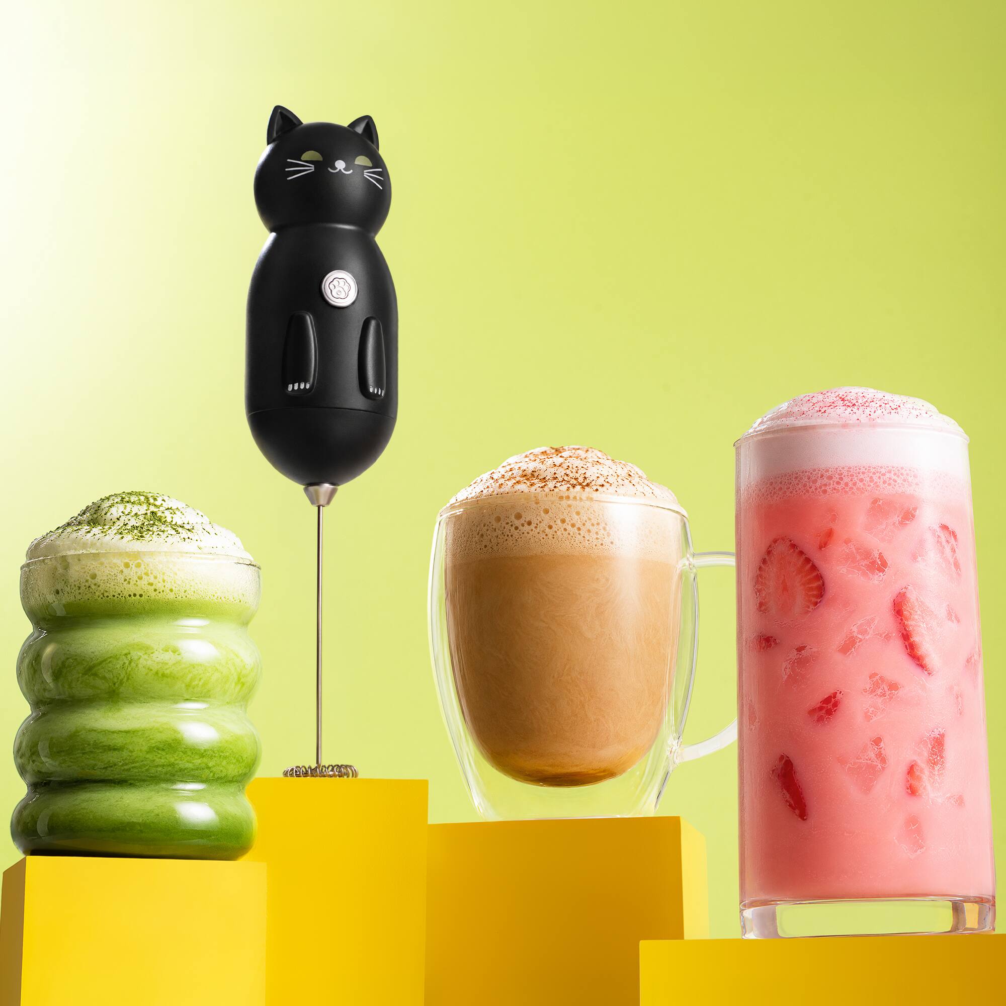 Alt View 2. Zulay Kitchen - Zulay Kitchen Zuki Cat Frother with Fun Stickers Included - Black.