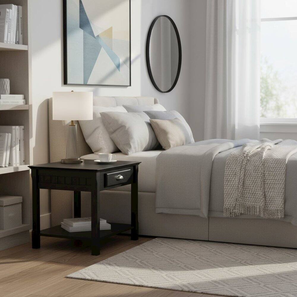 Back. FurniFact - Side Table - Black.