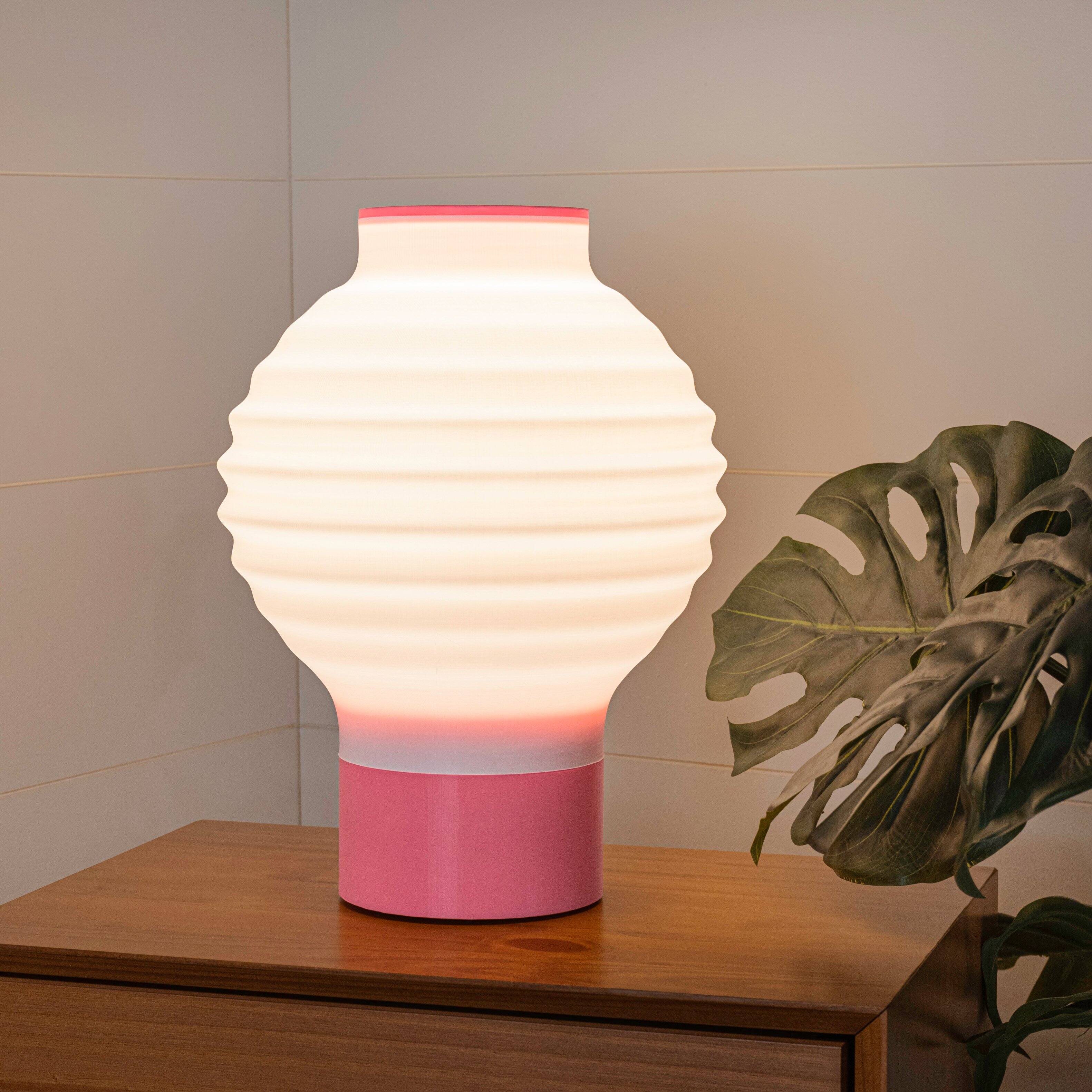 Alt View 1. Jonathan Y - Asian Lantern 15" Vintage Traditional Plant-Based PLA 3D Printed Dimmable LED Table Lamp, White/Hot - White.