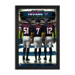 Sporticulture - Will Anderson, C.J. Stroud & Nico Collins Framed Three-Player Art Print - Blue