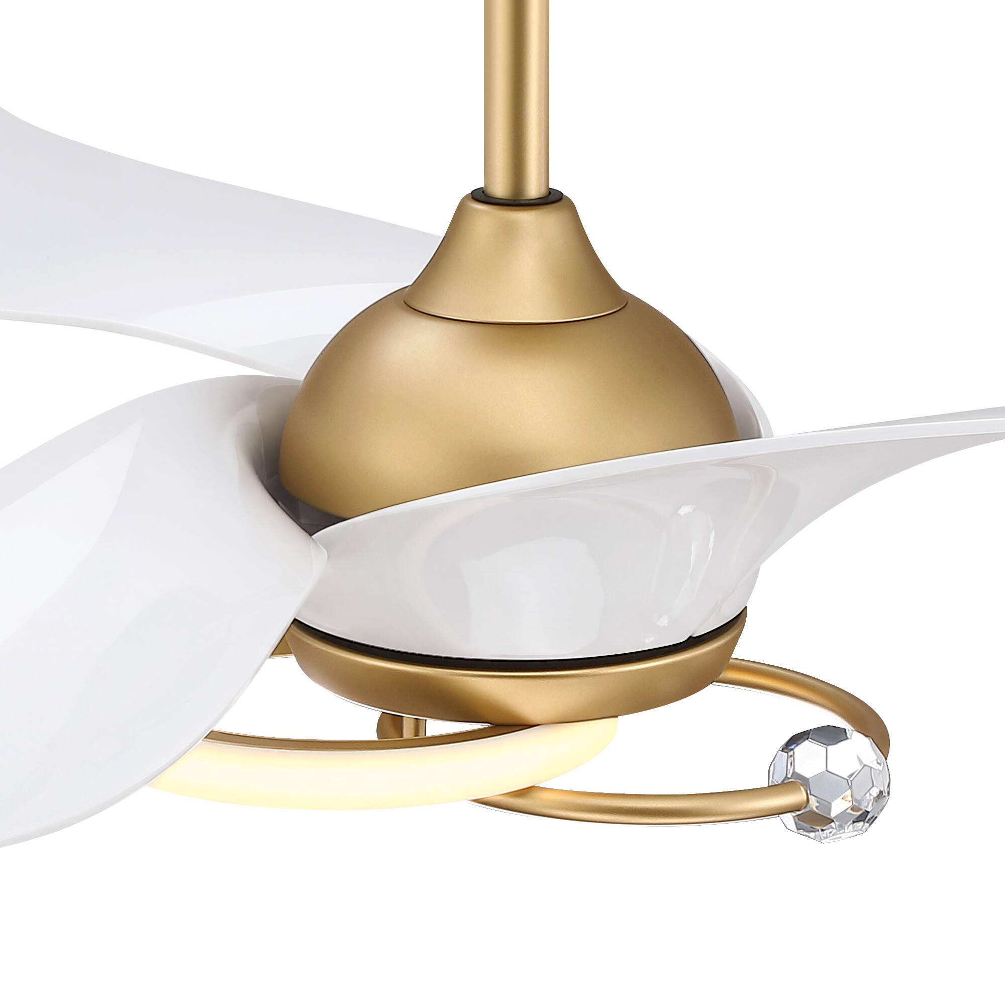 Alt View 9. Parrot Uncle - 52 Inch Modern Luxury 3 Blade Ceiling Fan with Dual Ring Crystal LED Light 6 Speed DC Motor and Remote Control - White.