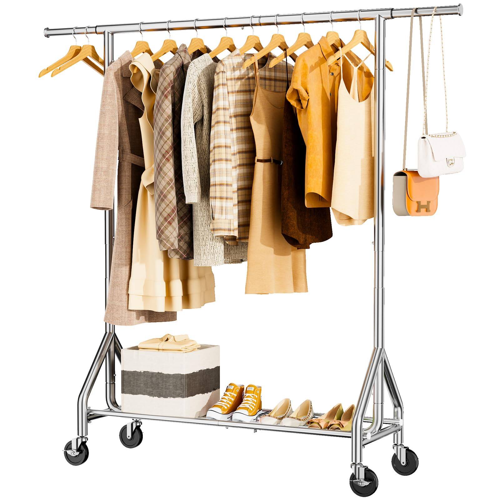 Alt View 8. Hirose Alice - Heavy Duty Clothes Rack Load   Metal Garment Rack  Standing Rolling Clothing Rack for Hanging Clothes with - Sliver L.