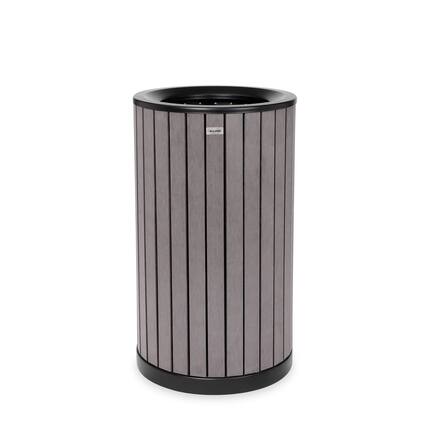 Front. Alpine Industries - 32 Gallon Outdoor Trash Can with Slatted Panels - Gray.