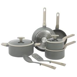 Oster - Ambrose 10 Piece Forged Aluminum Ceramic Nonstick Cookware Set in Grey - Gray