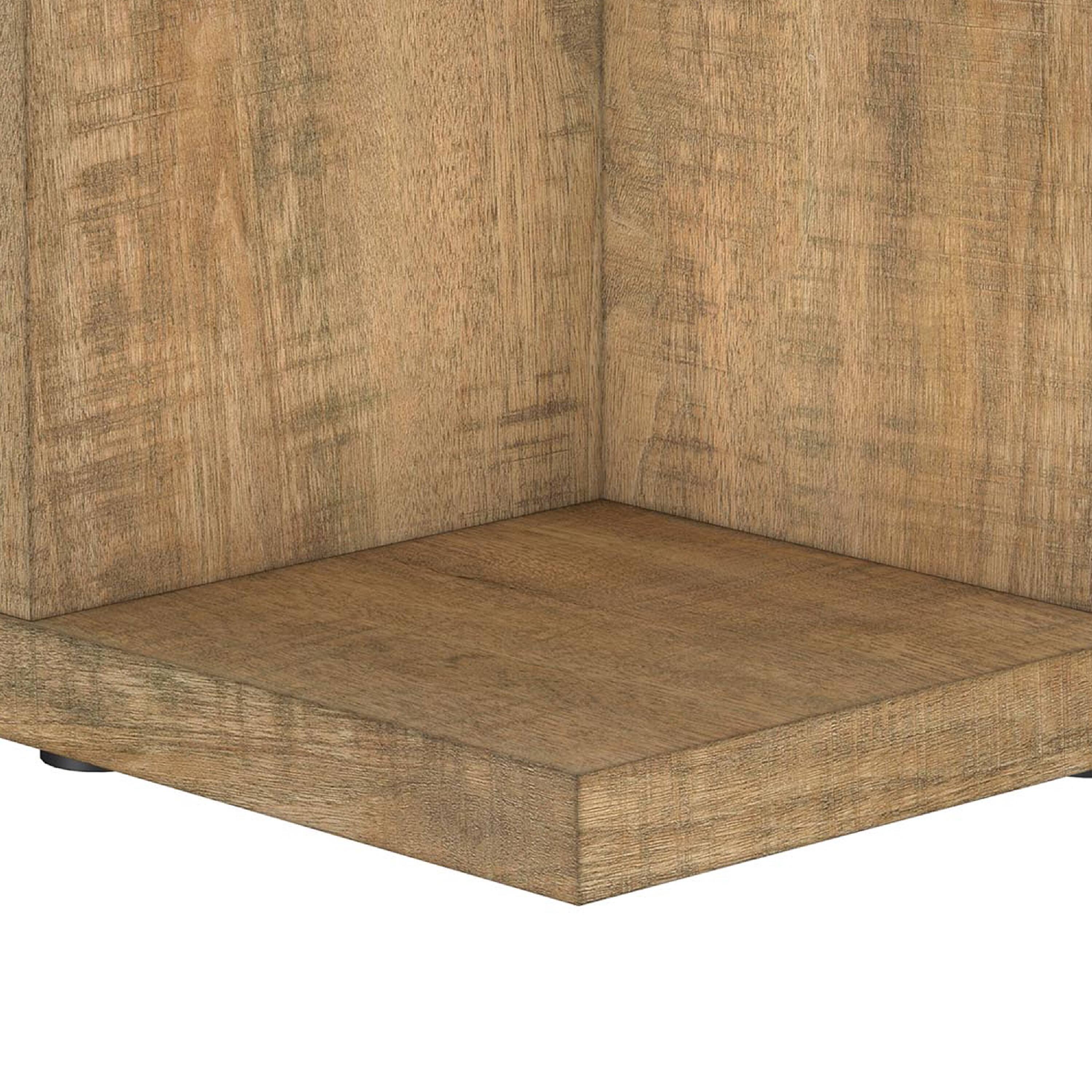 Alt View 4. Manhattan Lane - Chet Square End Table with Open Cube Base, Mango Finish Wood 24 Inch - Mango Brown.