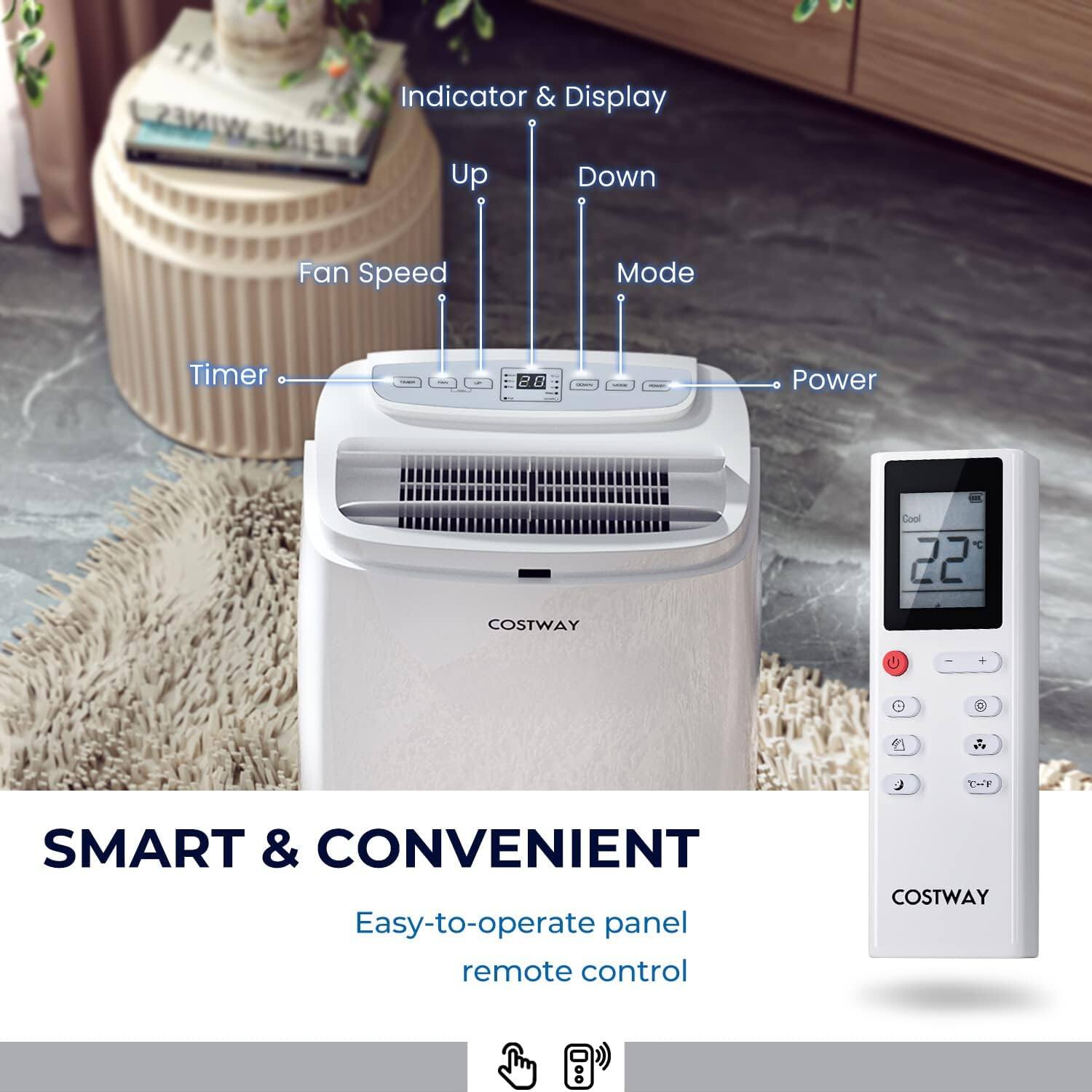 WINES EINE Indicator & Display Up Down Fan Speed Mode Timer 20 Power Cool 22 COSTWAY

SMART & CONVENIENT
Easy-to-operate panel remote control