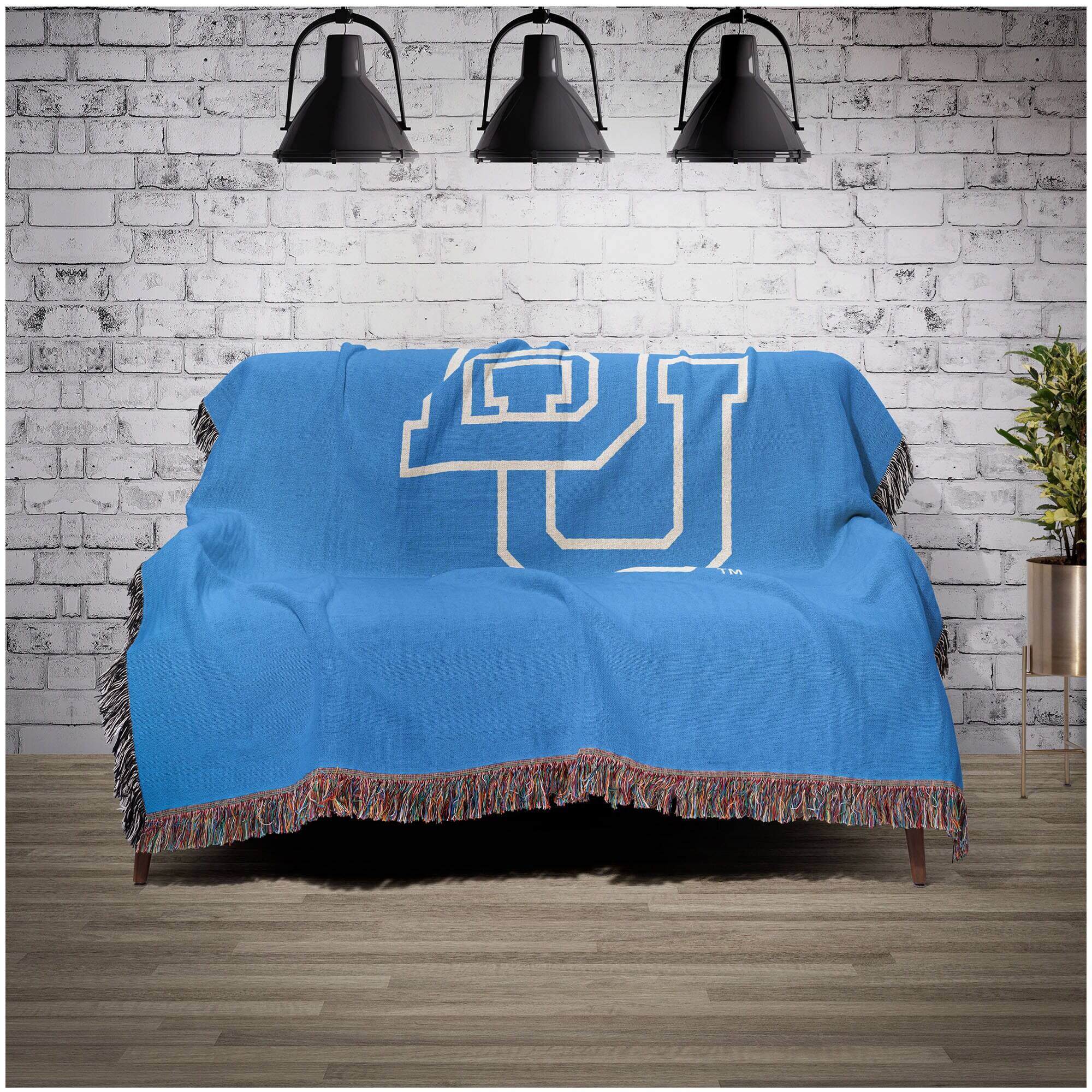 Alt View 1. Chad & Jake - Boston University Woven Blanket - Blue.