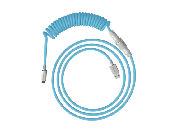 Front. HyperX - HyperX USB-C Coiled Cable Light Blue-White - Light Blue.