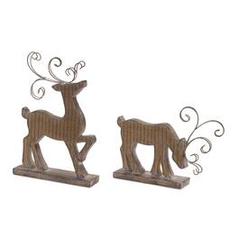 BreeBe - Wicker Design Deer Silhouette Decor (Set of 2) - Brown