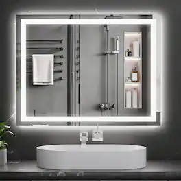 OMOMMD - Led Bathroom Mirror Backlit Front Lit With Lights For Wall Colors Anti fog Dimmable Brightness Memory Funct - 3 Color Modes 36"L x 24"W