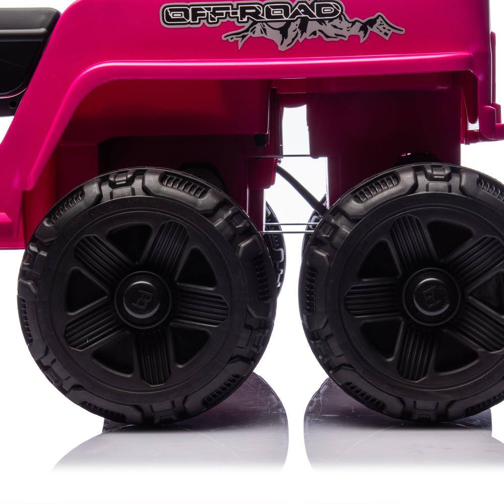 Alt View 4. BreeBe - 12V Kids 6-Wheel Ride On Truck, 4 Motors, Parental Control, LED Lights, Music, Bluetooth, USB, MP3, Slow Start 3-5 Kids - Pink.