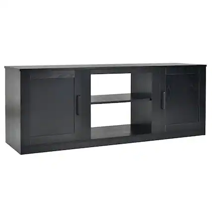 Front. Boyel Living - Black TV Stand Fits TVs up to 65 in. with Adjustable shelves - Black.