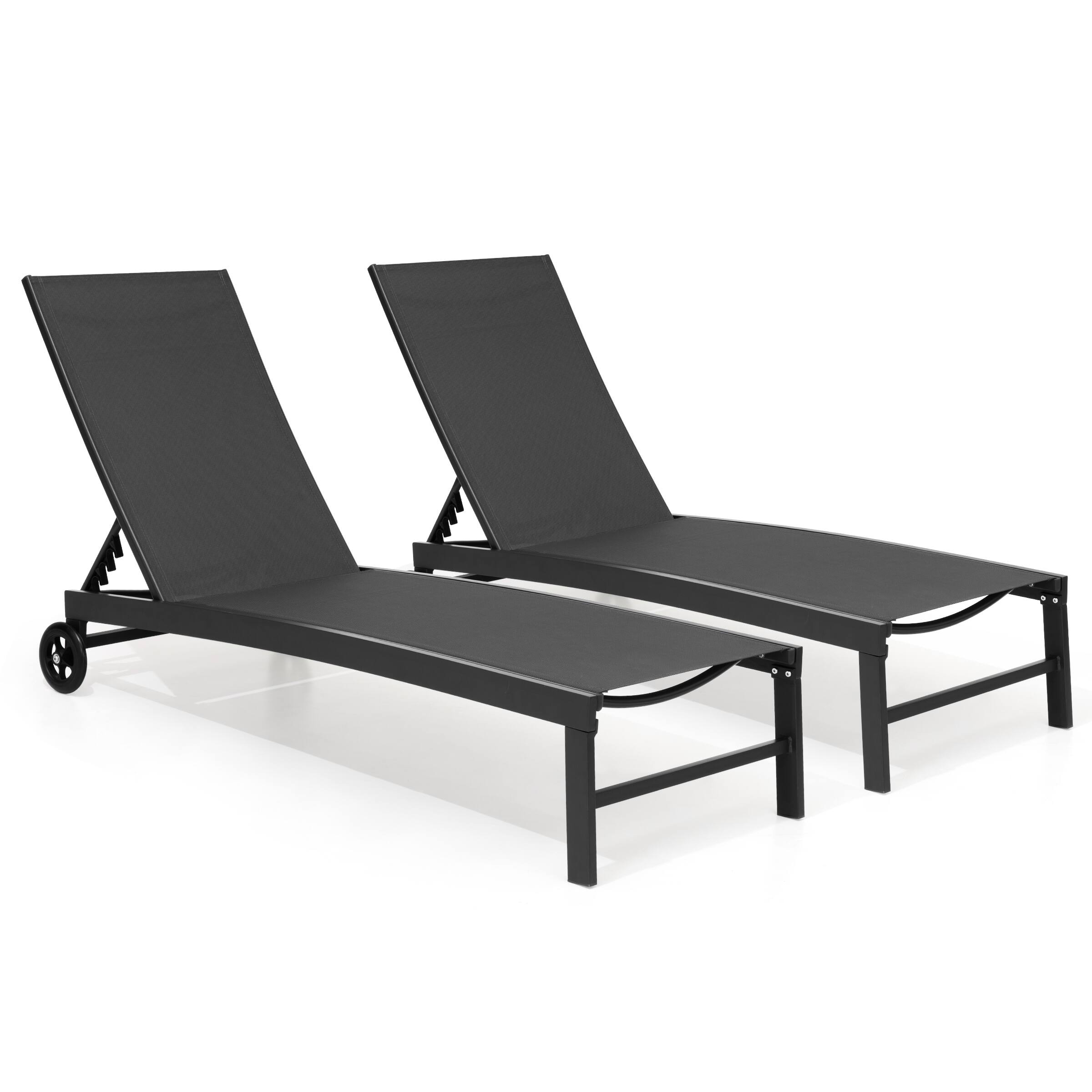 Angle. Crestlive Products - Crestlive Products Outdoor Wheel Adjustable Chaise 5 Reclinig Position Aluminum Sun Lounger Black - Black.