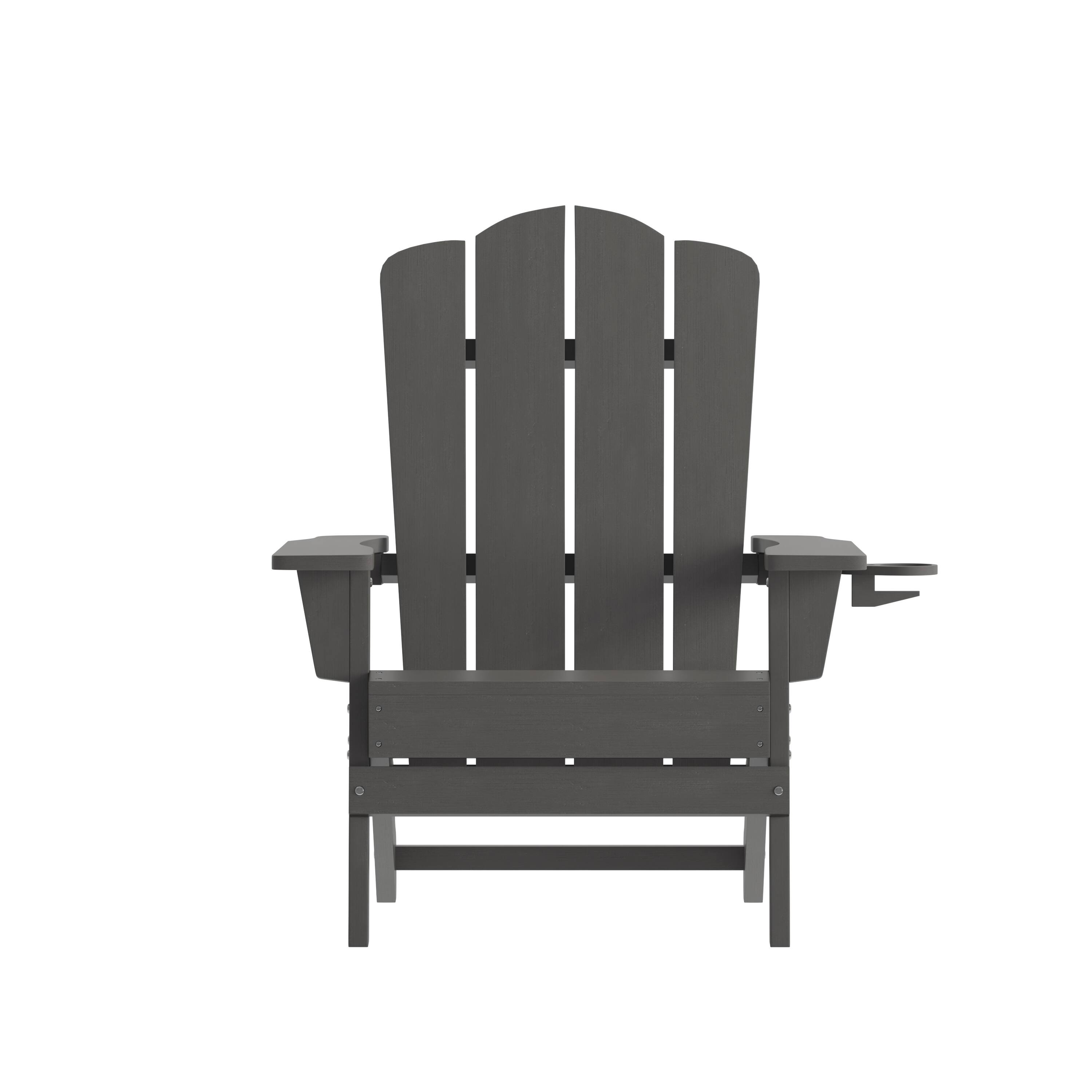 Alt View 10. Emma + Oliver - Tiverton Set of 4 Adirondack Chairs with Cup Holders, Weather Resistant HDPE Adirondack Chairs - Gray.