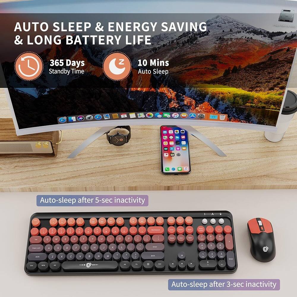 MOSZAR LLC Wireless Keyboard and Mouse Combo 2.4G Full Sized
