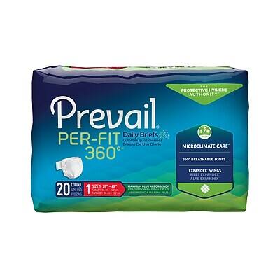 **Prevail Per-Fit Daily Briefs**

- **Microclimate Care**
- **360° Breathable Zones**
- **Expandex Wings**
- **20 Units (Piezas)**
- **340 Size**
- **Protective Hygiene Authority**
- **Prevail Daily Briefs**
- **Bragas Cullotes De Uso Diario**
- **Expande Wings Ailes Expandex Alas Expandex**