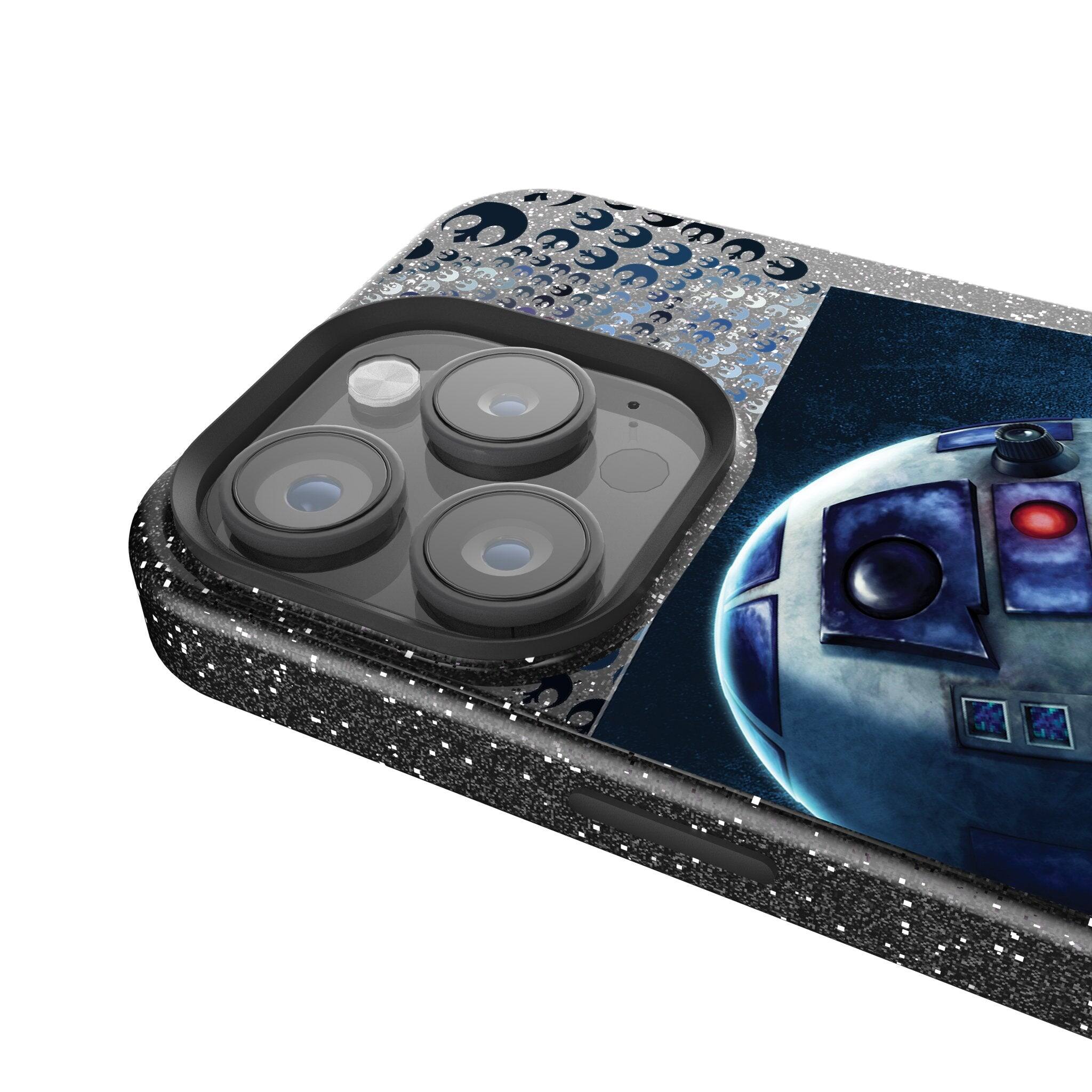 Back. Keyscaper - Star Wars: A New Hope Portrait Black Bling Phone Case - Apple iPhone 15 Plus - R2-D2.