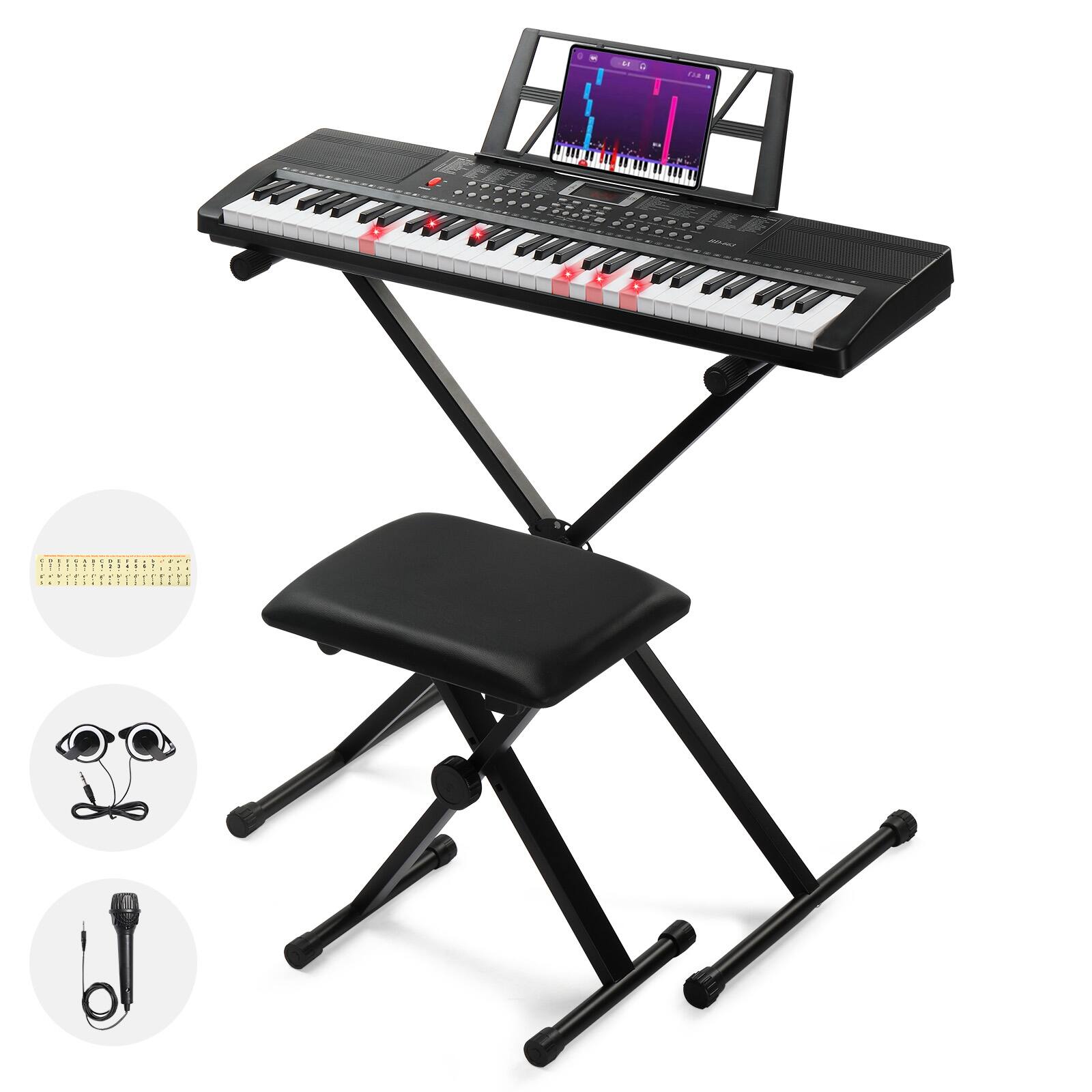 Alt View 4. Winado - 61 Key Keyboard Piano Keyboard|Electric Piano Keyboard for Beginners | 200 Timbres, 200 Rhythms & 60 Demos| Includes St - Black.