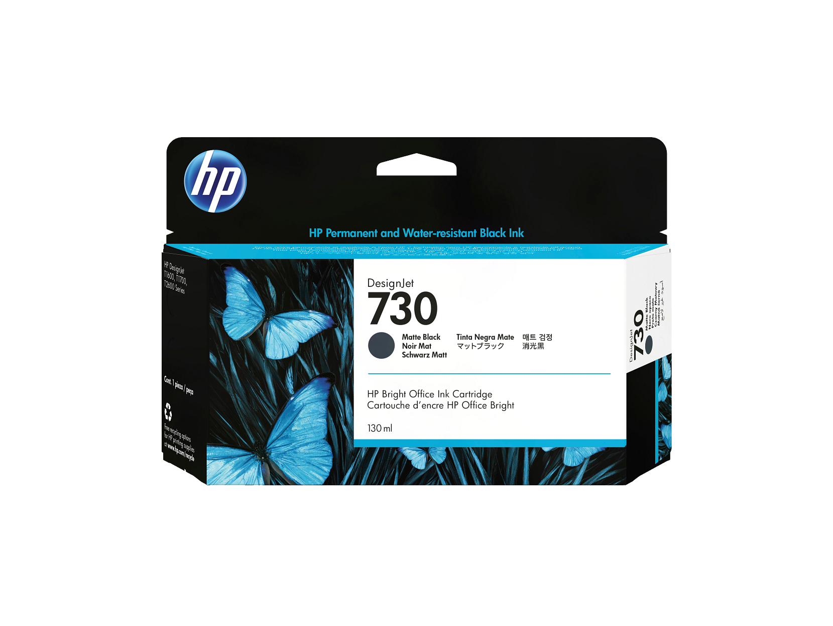 HP - 730 130-ml Matte Black DesignJet Ink Cartridge, P2V65A