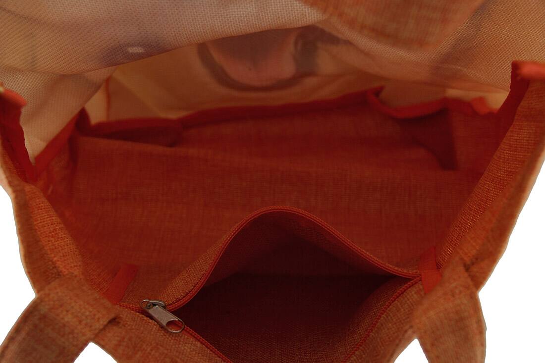 Alt View 2. Zeckos - Happy Dog Large Yellow Lab Face Canvas Tote Bag - Orange.