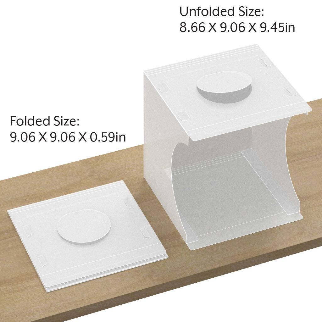 Unfolded Size: 8.66 X 9.06 X 9.45in  
Folded Size: 9.06 X 9.06 X 0.59in