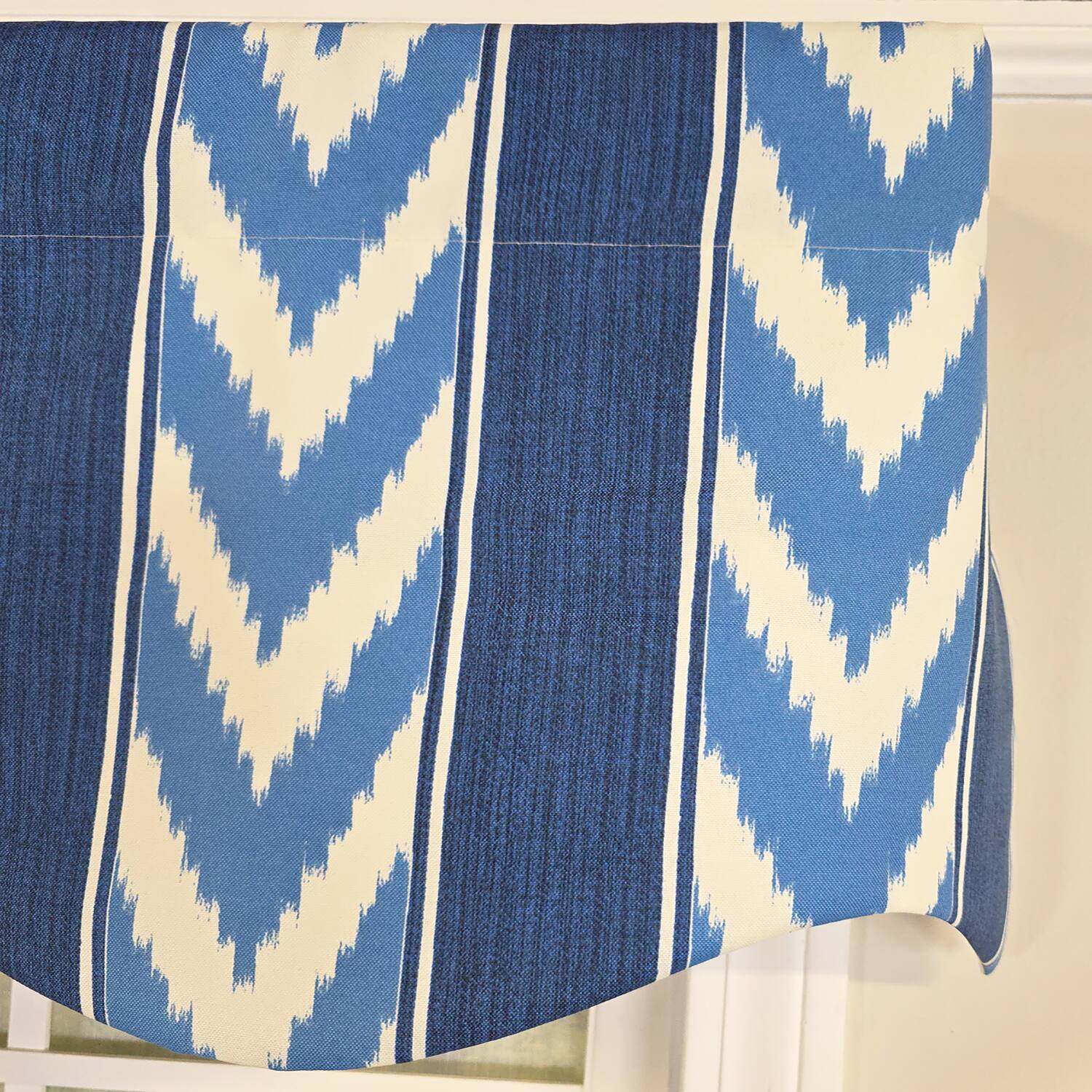 Left. RLF Home - RLF Home 100% Cotton Sonar Provance  Fully lined Windows Rod Pocket Valance 50" x 15"  Blue - Blue.