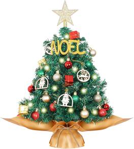 RTMB - 20" Tabletop Christmas Tree Set with LED Lights & Star Topper - Green