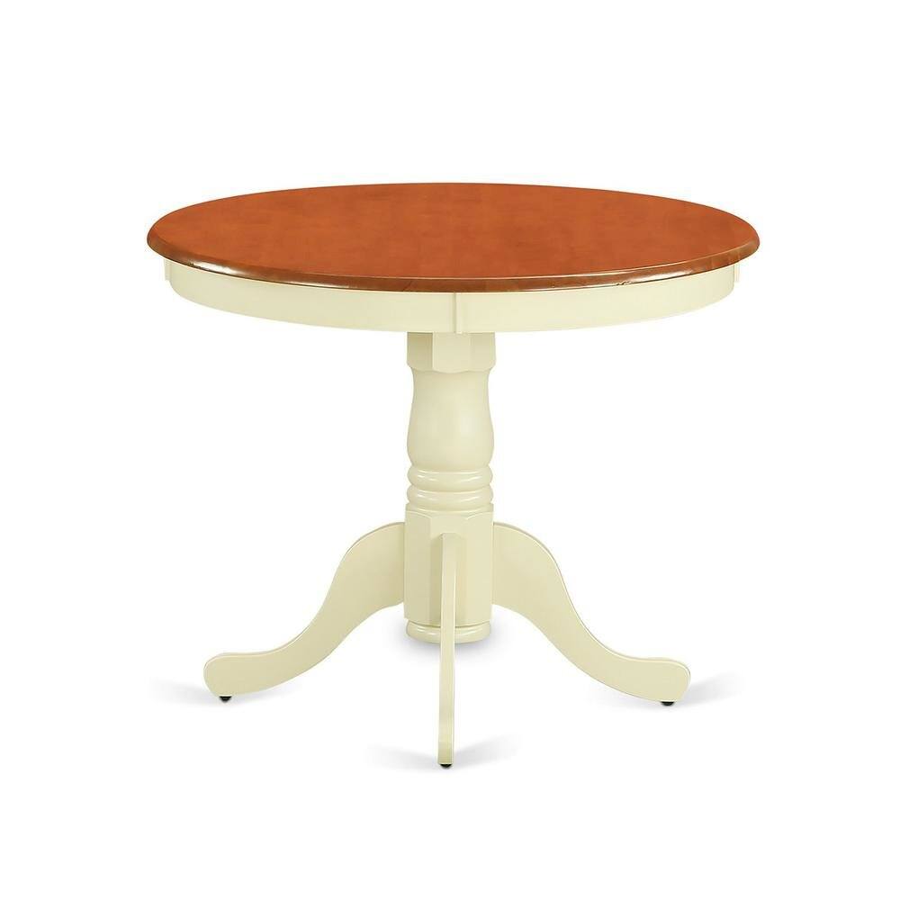 Angle. FurniFact - Elegant 3-Piece High Top Table and Chairs Set – White and Brown Finish - Buttermilk & Cherry.